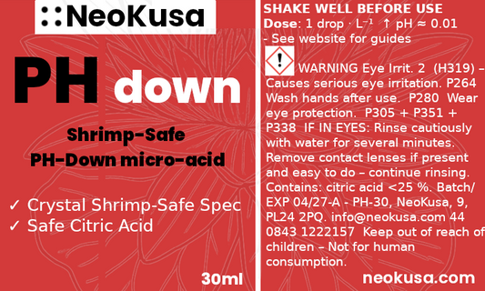 NeoKusa pH‑Down micro-acid bottle label